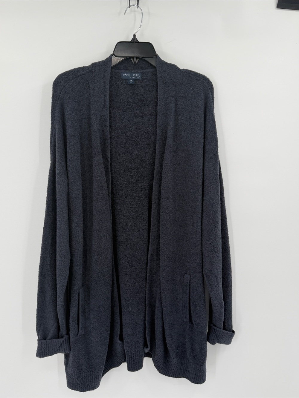 Barefoot Dreams Cozy Chic Lite Open-Front Cardigan in Charcoal Navy Size 1X